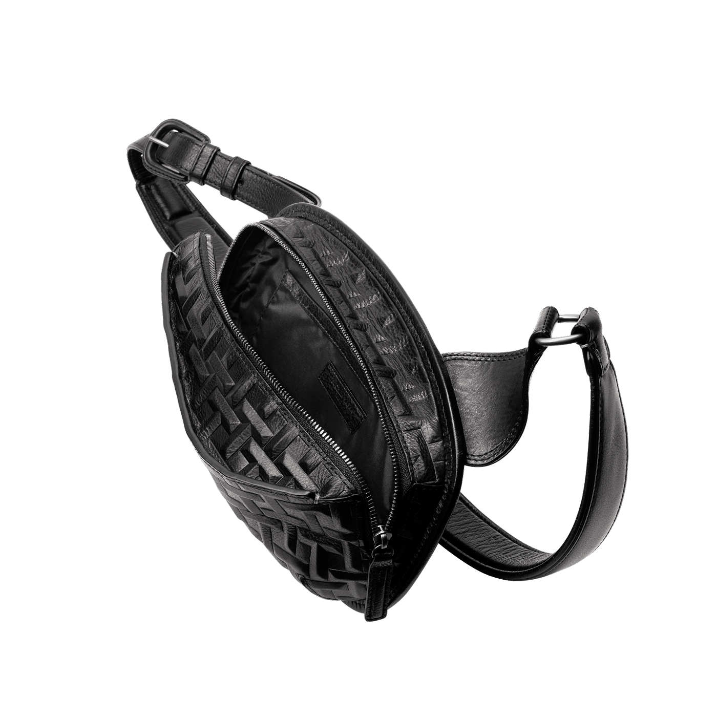 土屋鞄製造所 - 中文官網 - TSUCHIYA 斜背腰包 壓紋款 - 黑色